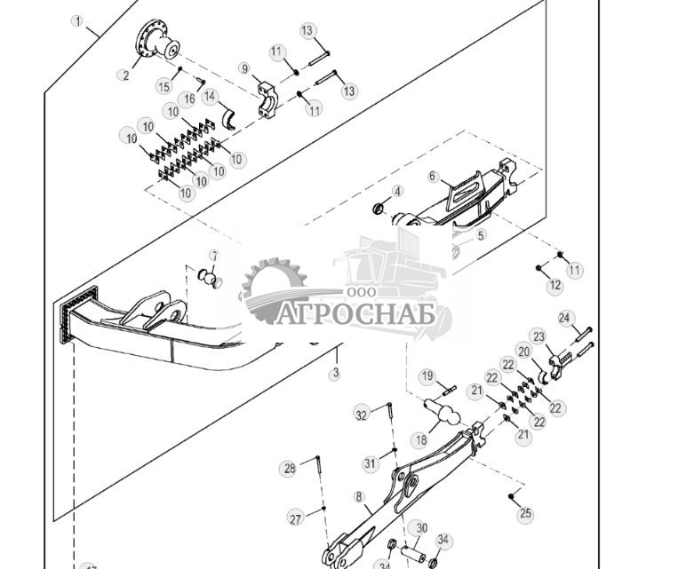 Толкающие брусья, комплект механического поворотного отвала, левая сторона - ST947611 258.jpg